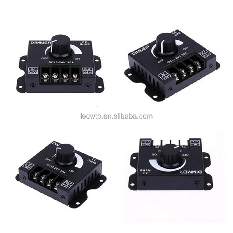 DC12-24V 12A 30A LED Strip Light RF Remote LED Dimmer switch for LED Lights 3528 5050 SMD COB CCT Tape Lights Adjust Brightness