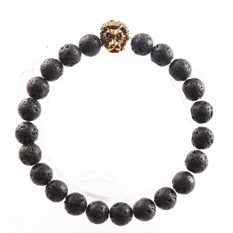  Hot style European and American lion head Buddha diy volcanic stone beads bracelet lava bangle