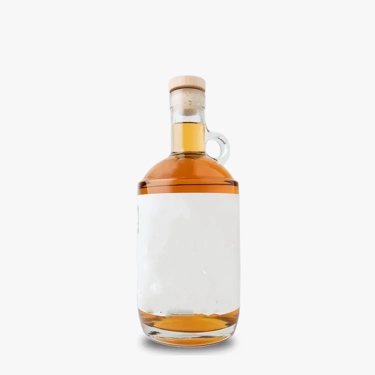 Premium clear handle alcohol tequila glass bottle brandy whiskey bottle glass custom 750ml vodka liquor bottles with Cork Lid