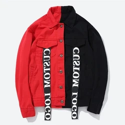 Wholesale Sherpa Selvedge Painted Patchwork two tone Jean Red Denim Jacket In Bulk