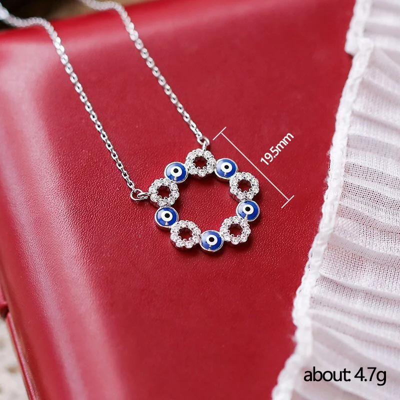 Fashion personality drop glue devil eye ladies necklace star same style copper necklace