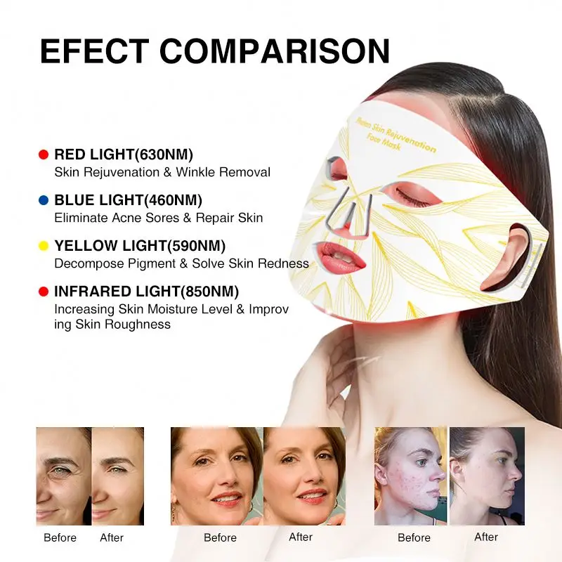 Silicon Masks 2021 Red Facial Infrared Soft Blue Yellow Best Therapy Beauty Skin Care Smart Led Light Silicone Face