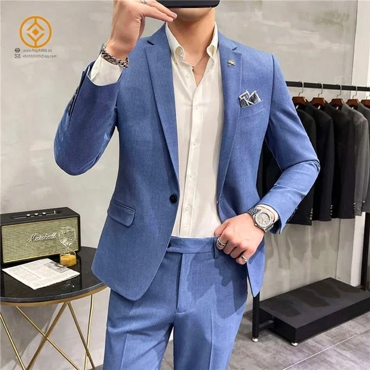 Fashion Formal Business Tuxedo Slim Fit 2 piece Coat Pant Vast Men blazer suit set Business groom and best man suit