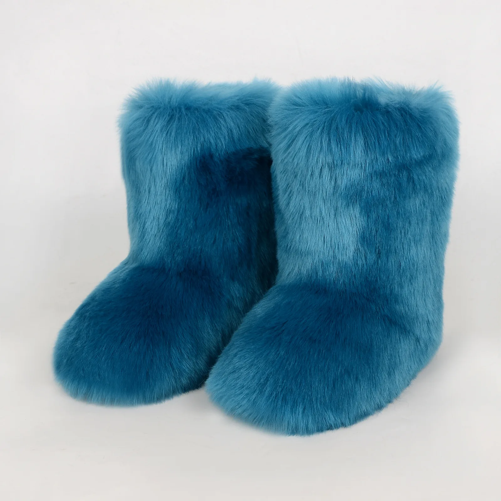 Adult Kid Plush mongolian Snow Boot Mommy and Me Stuffed  imitation raccoon Fur Shoes Y2K Ankle Boots & Bootie For Lady Women