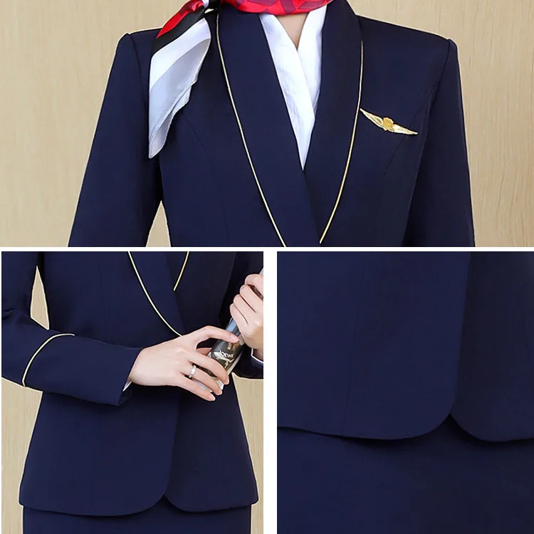 Reception Crew Front Desk Flight Attendant Professional Hotel 2 Piece Set  salon uniforms