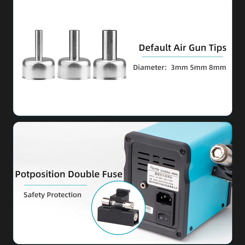 New Design 2 in 1 8586D Lead Free Soldering Iron And Hot Air Gun SMD Rework Station With  USB 5V2A Power Supply