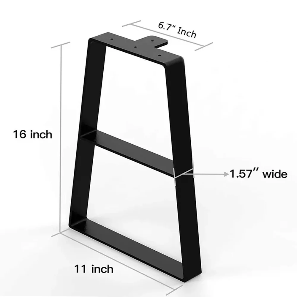 Amazon Hot Sale Black Trapezoid Metal Coffee Table Legs Heavy Duty Furniture Legs for Bench Dining Table Durable Desk Legs
