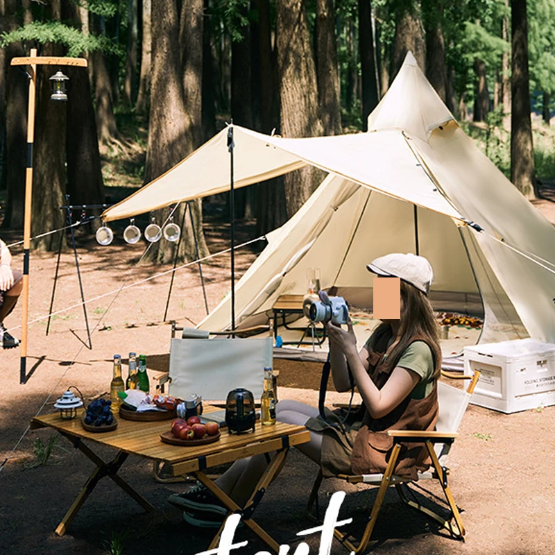 S Thickened Camping Double Rain And Sun Protection Indian Pyramid Glamping Tent