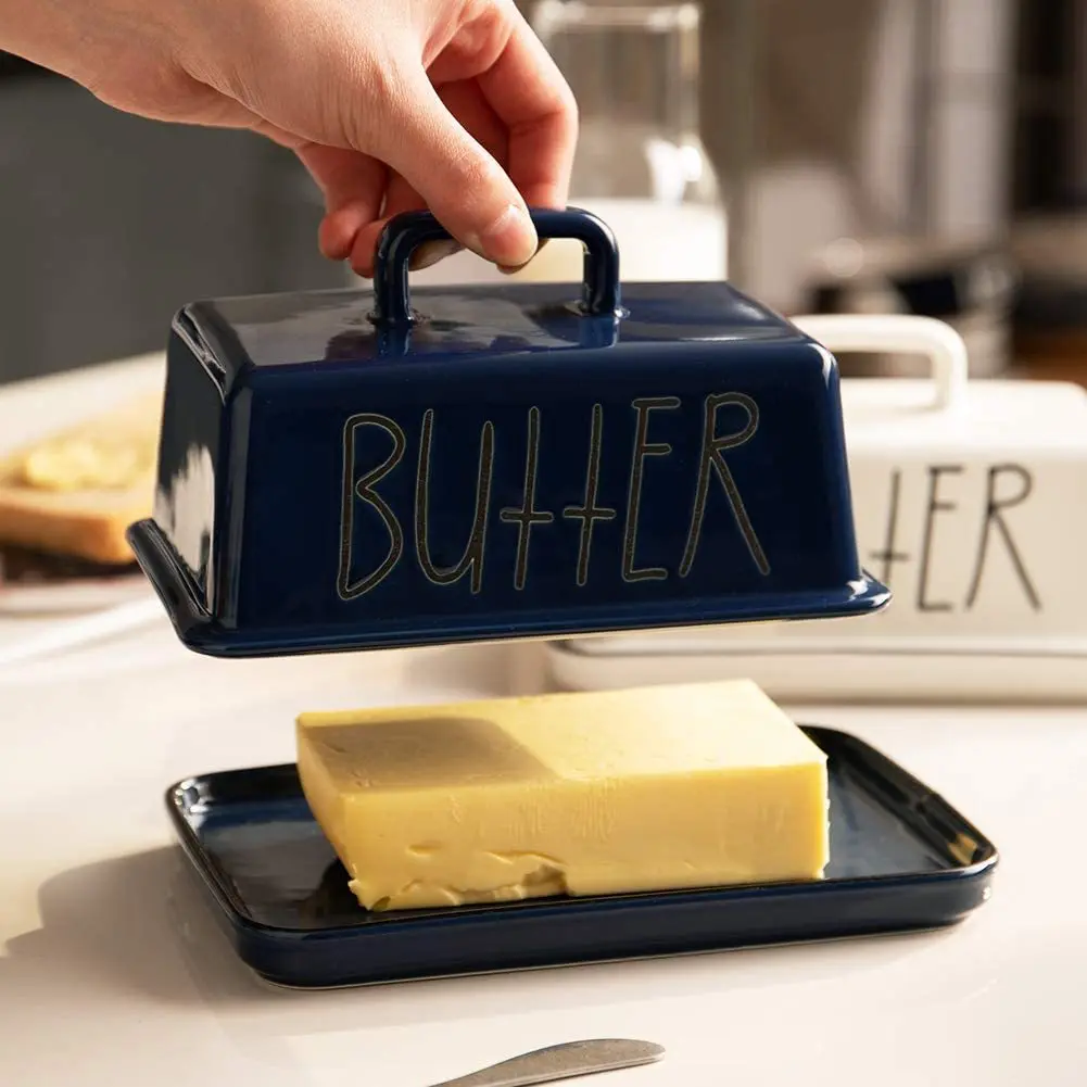 Best Sale Rectangular Sealed Jar Butter Box Ceramic Butter Dish