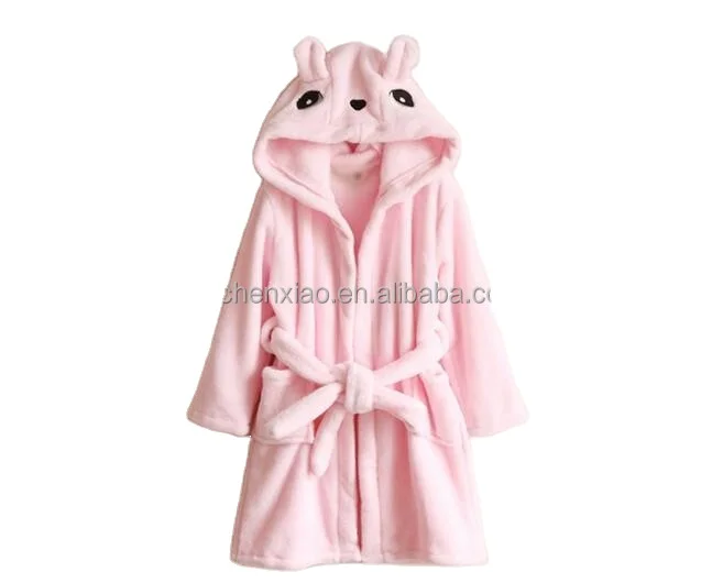 Autumn Winter Super Soft Flannel Band Kids Bathrobe Toddler Baby Girls Towel Robes Hooded Bathrobes For Children