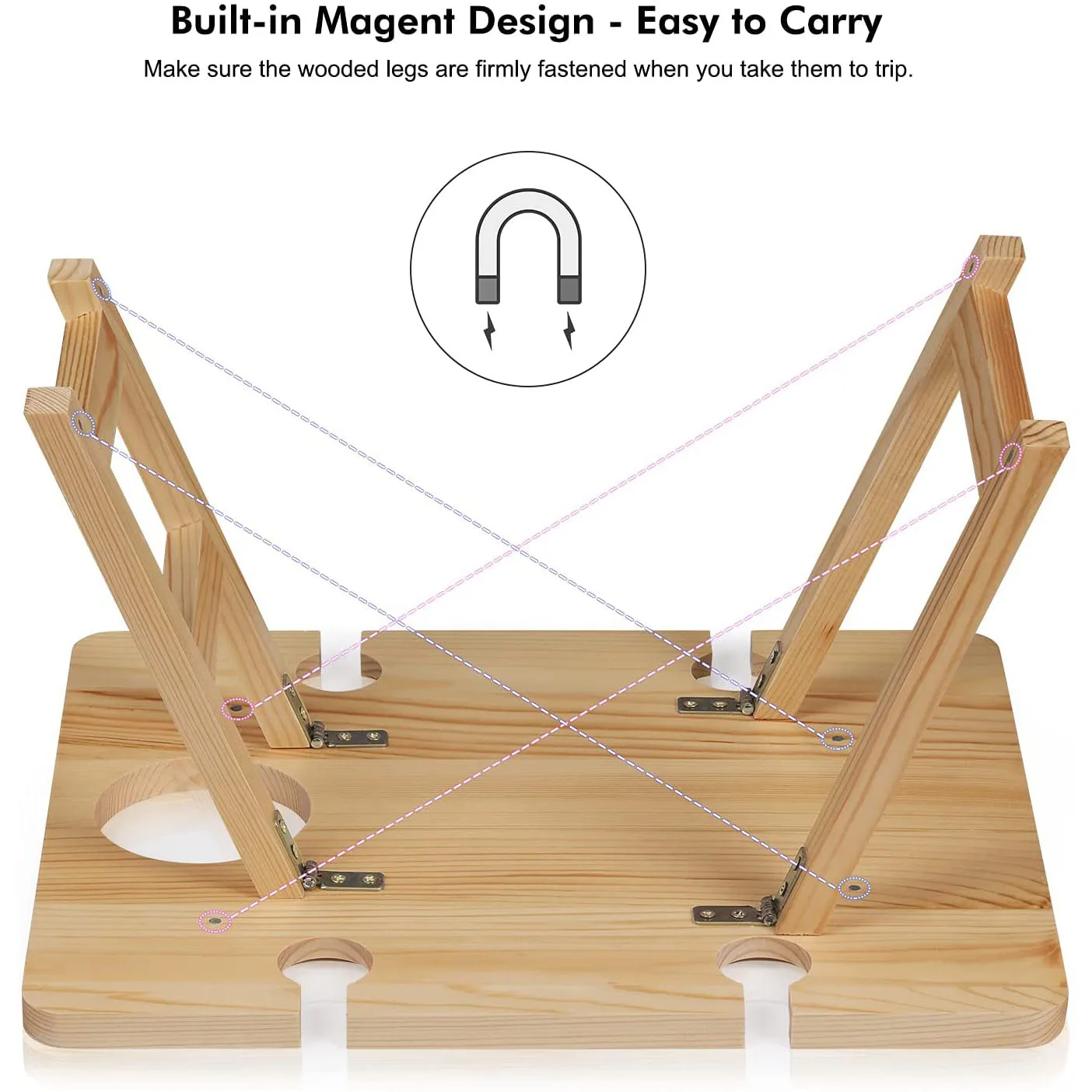 Outdoor Wooden Wine Tables Portable Folding Picnic Table Wine Holder for Concerts at Park, Beach, Ideal Wine Lover Gift