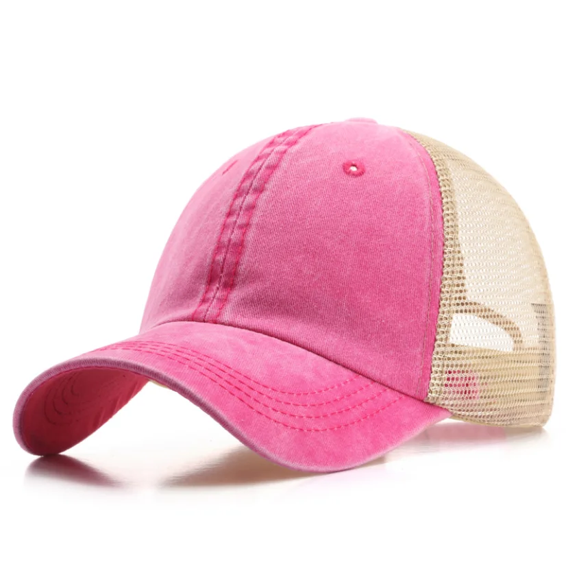 ladies vintage hat Washed Cotton Visor Adjustable Mesh Trucker baseball caps