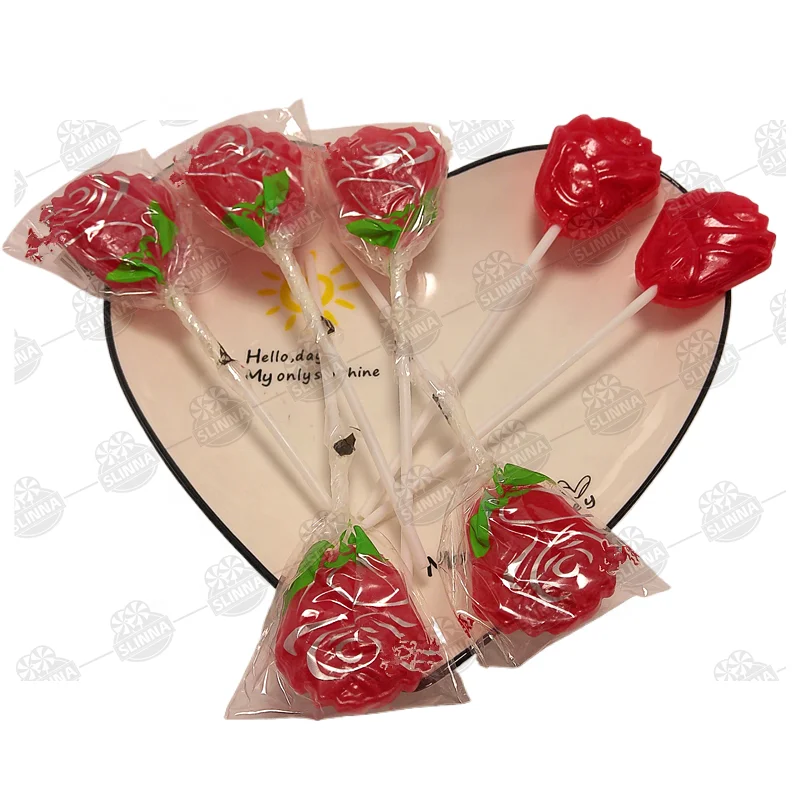 Rose Hard Lollipop Candy Hard Candy with Fruity Flavor