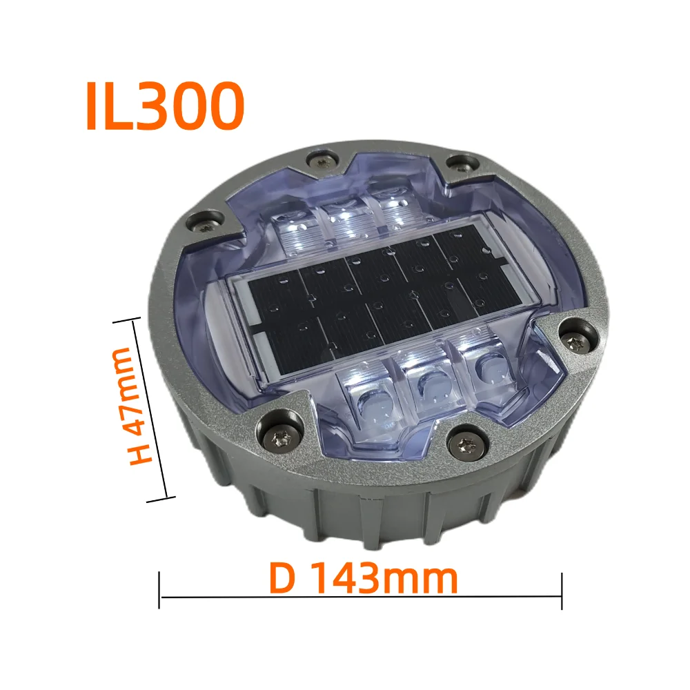 6 винтов d143 кошачий глаз маркер дорожный светодиодный алюминий IP68 солнечные дорожные шпильки свет LifePO4 батарея il300 143