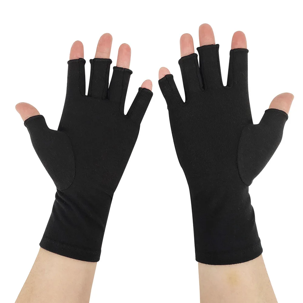 Non-slip Dispensing Heat Preservation Care Joint Half Finger Copper Fiber Sports Gloves