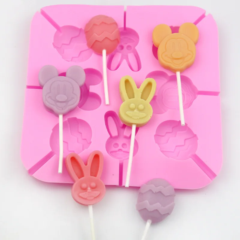 Custom Wholesale 8 Easter eggs Mould silicone lollipop mold without stick chocolate bar Maker Silicone