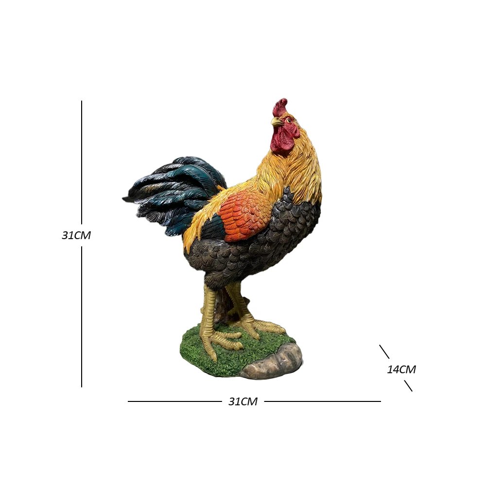 custom craft resin outdoor animal chicken shape poly resin mold cock and hen garden rooster figurine