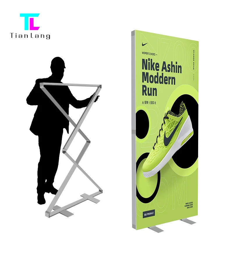Aluminum convenient light box signage led backlight frameless advertising interior folding light box