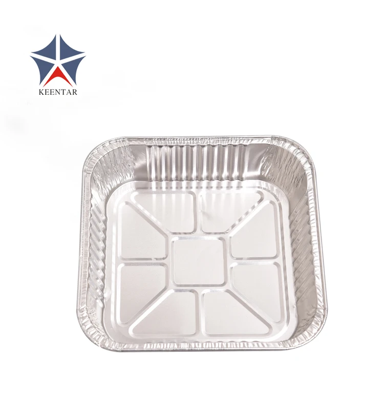 8*8 Square Cake Baking Foil Pan with Clear Plastic Lid 20 Pack 30 Pack 50 Pack Aluminium Foil Tray Container Food Packing 0.06mm