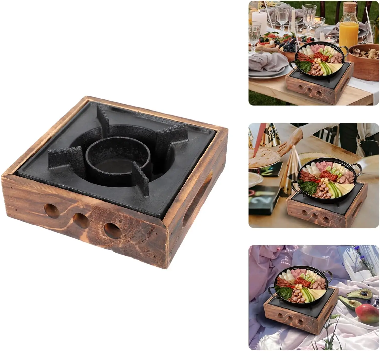 New Portable Square Solid Alcohol Stove Household Old Dry Stew Hot Pot Mini Wood Cooking Stove Table Grill