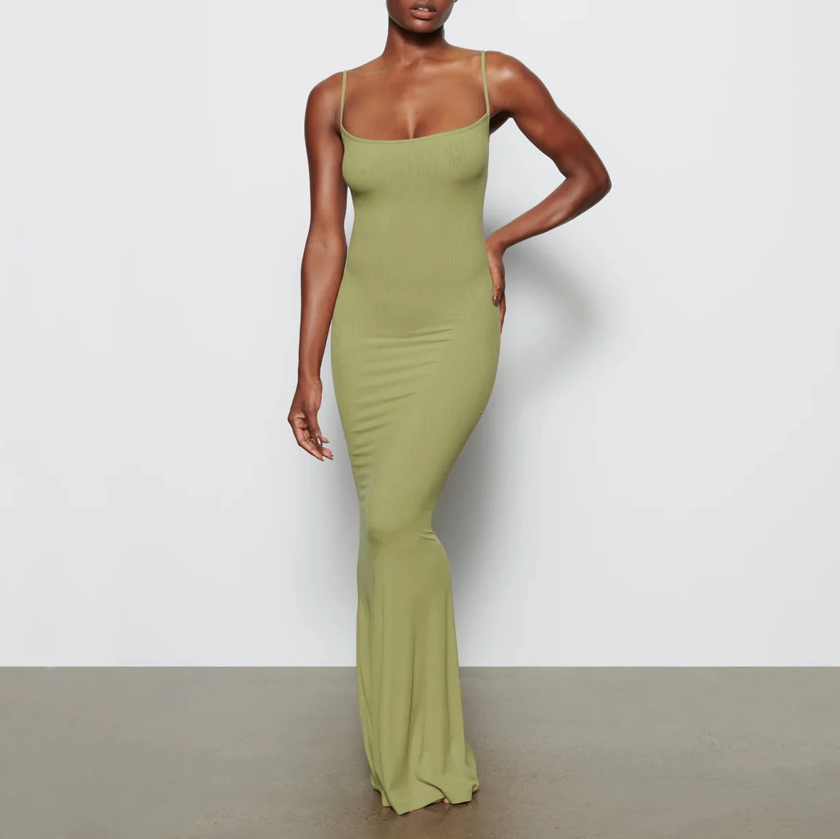 2023 Trending Products Elegant Dresses Women Solid Color Straps Soft Lounge  Bodycon Knitted Cotton Long Slip Dresses Women