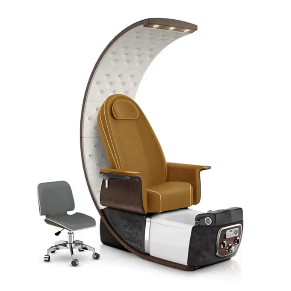 High quality oval massage pedicure chair with LED light and reversible back drainage pump for nail salon
