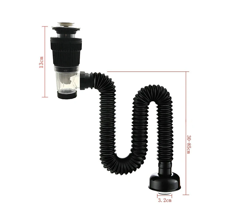 Universal Popup Basin Waste Drainer with Flexible Drain Hose Filter Sink Plug Floor Drain Kitchen Washbasin Strainer Application