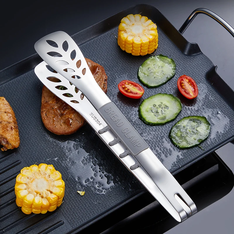 Wholesale Kitchen Cooking Tong BBQ Steak Tong High Quality Stainless Steel Serving Bread Clip Food Tongs