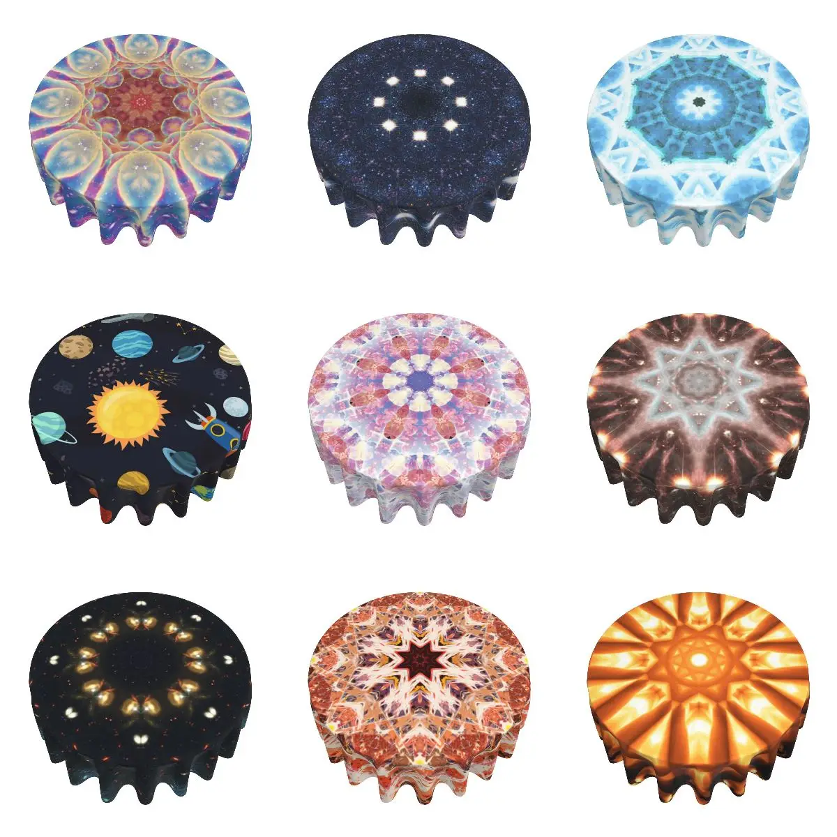 2021 Hot Tie dye Cartoon sequin tablecloth decorative jacquard polyester high quality Printed plain round tablecloths