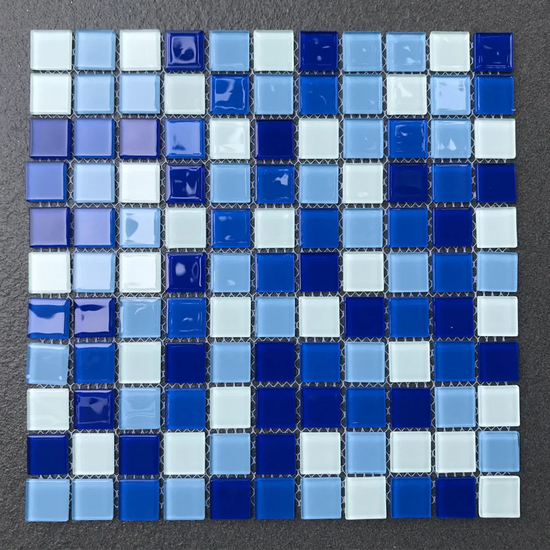 25x25mm crystal glass mosaic tile for swimming pool wall and floor