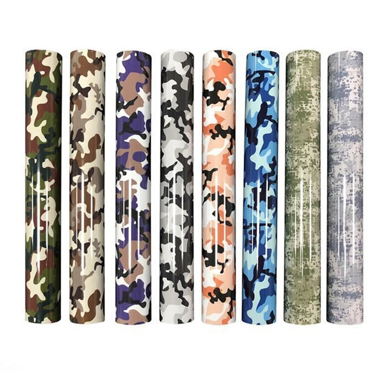 Camouflage Color PU Material Sublimation Printable Heat Transfer Vinyl Film Sheets Rolls Heat Transfer Vinyl for T Shirts
