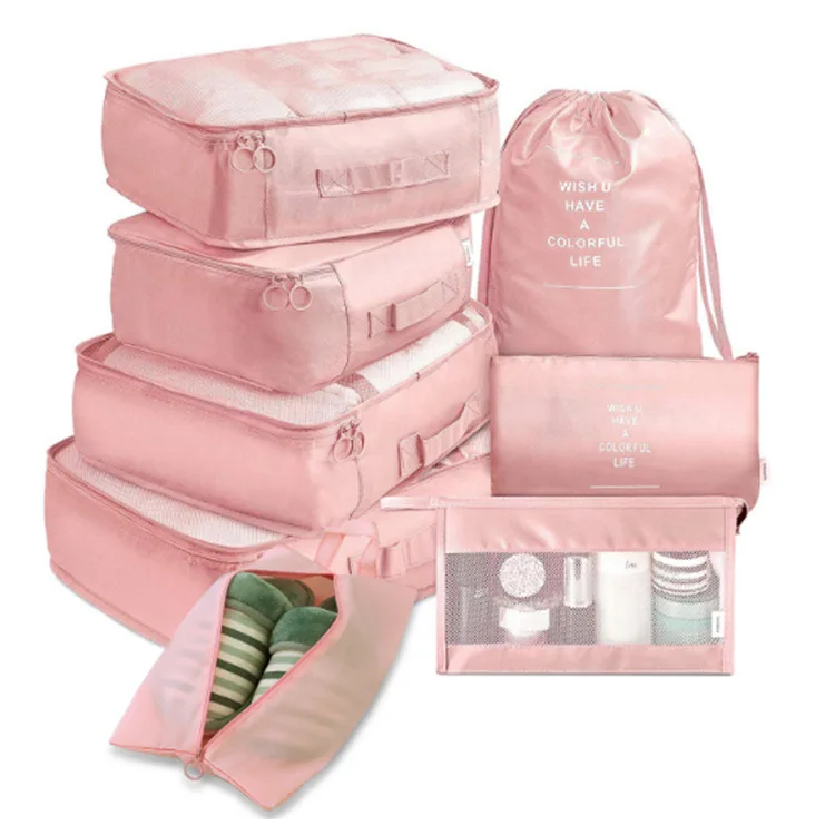 Packing Cubes for Travel, 8Pcs Travel Cubes Set Foldable Suitcase Organizer Lightweight Luggage Storage Bag DOM107 (1600741672609)