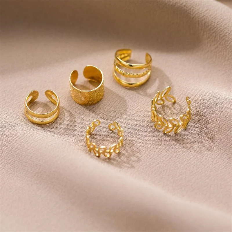 Gold Color Leaves Ear Cuff Black Non-Piercing Ear Clip Earrings for Women Men  Cartilage Earring Cuff Jewelry