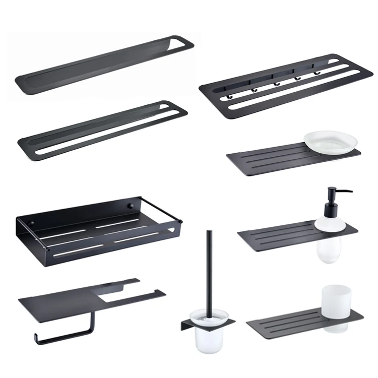 Luxury Bathroom Hardware Accessory Set Clothes Hook Towel Shelf 304 Stainless Steel Wall Mounted Kit