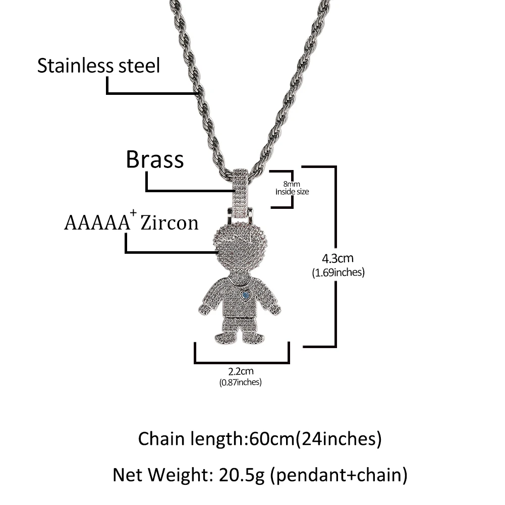 Fashion Jewelry Couple pendant Cute Boys Girls Necklace Full CZ 18K Gold Plated Necklace Gift Women Man