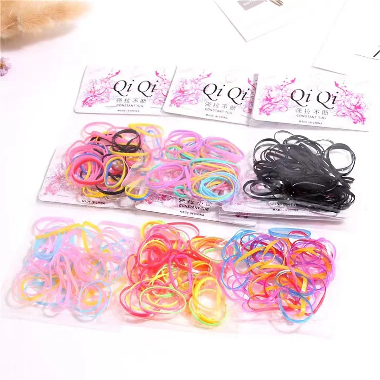 Disposable Colored Small Flat Kids Rubber Elastic baby hair rubber band
