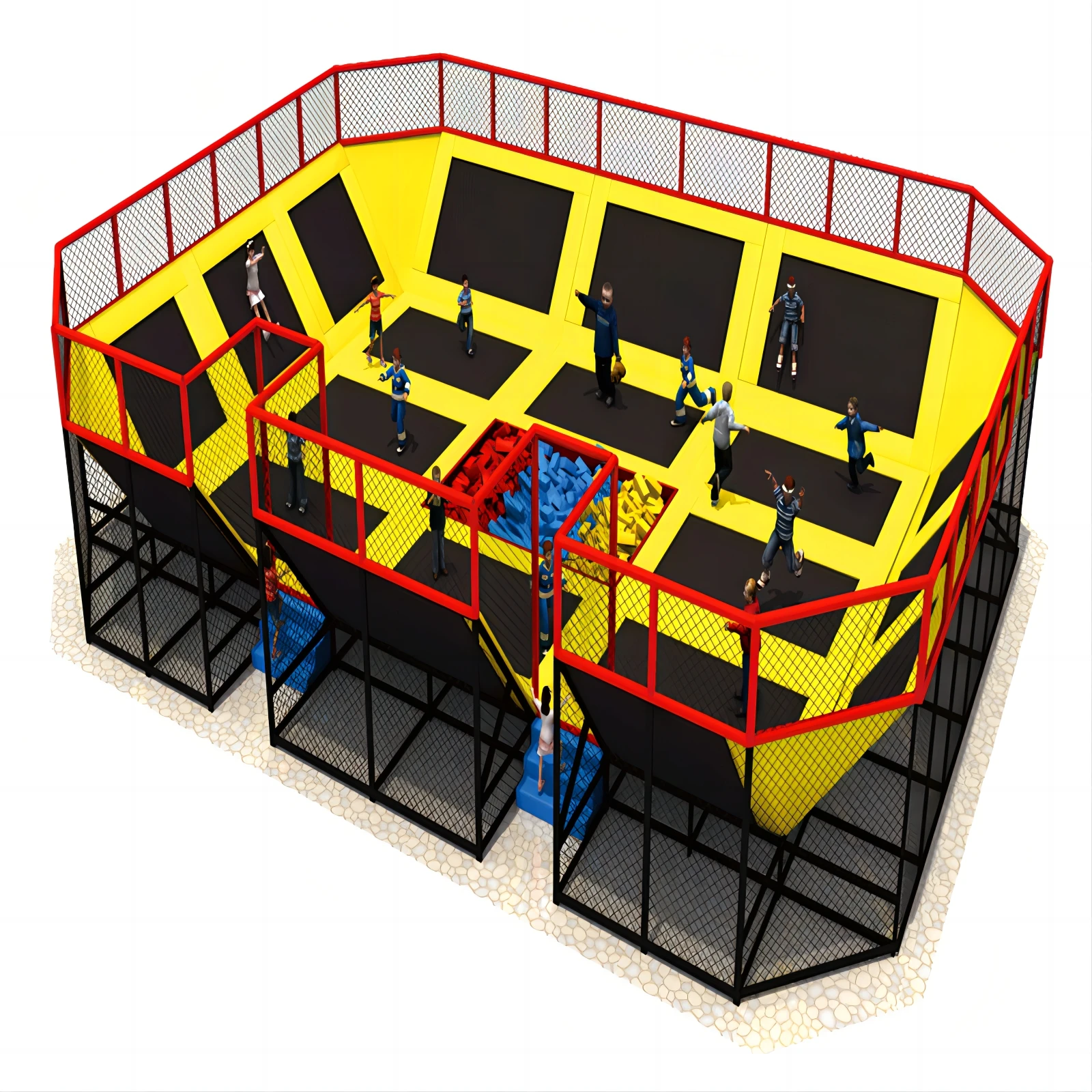 Customized Large Trampoline Park Equipment Indoor Playground Rope Climbing Rainbow Net