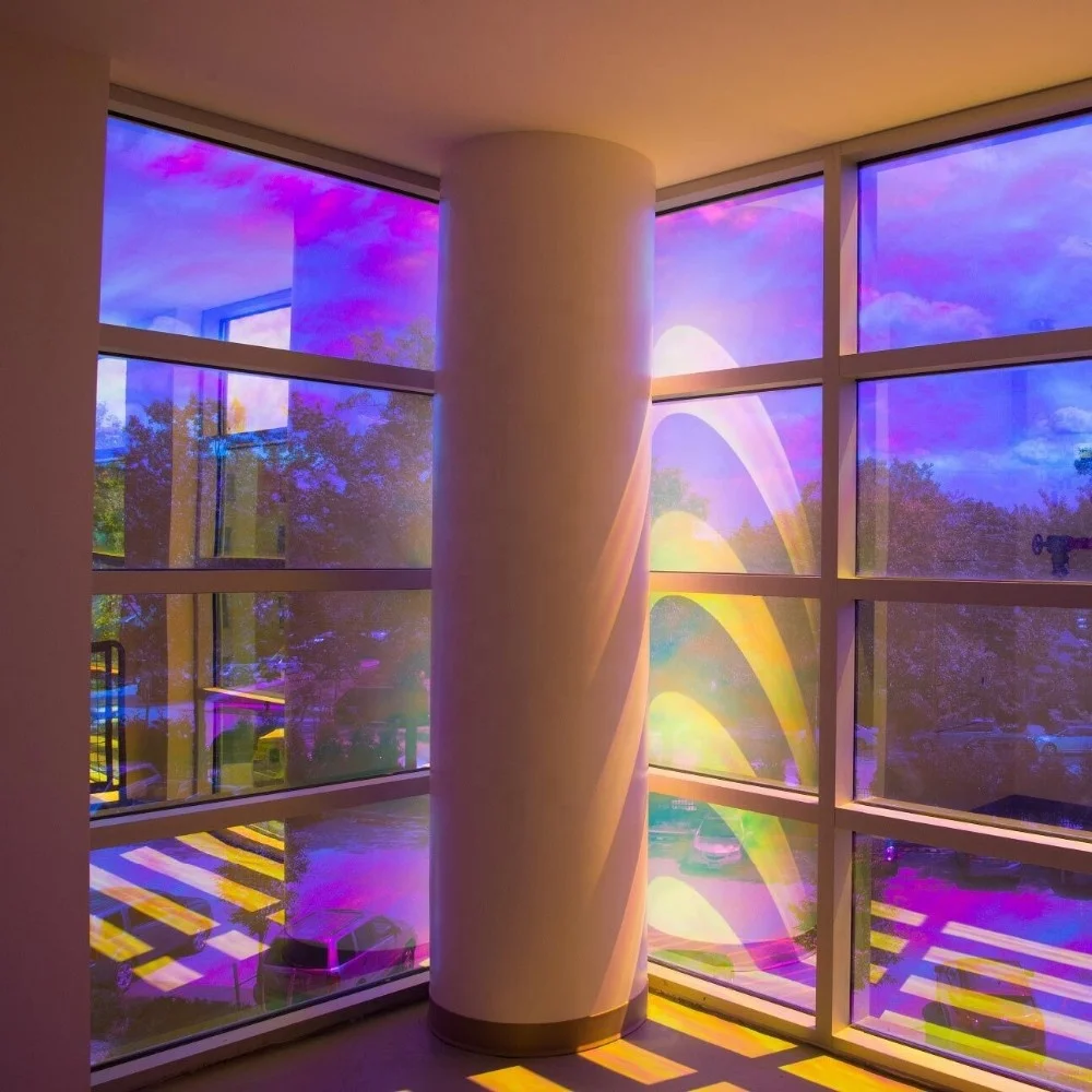 70u+23uPET Thickness MOQ 30m Iridescent 3M Dichroic Mylar Reflective Pet Window Film For Glass Or Acrylic