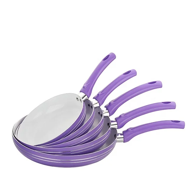 2023 hot selling Aluminium Ceramic  Coating fry pan set  with Bakelite handle All size Manufacturer fry pan