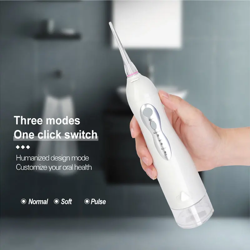 High Pulse frequency 220ml 3 modes portable oral irrigator water electric flosser toothbrush cordless