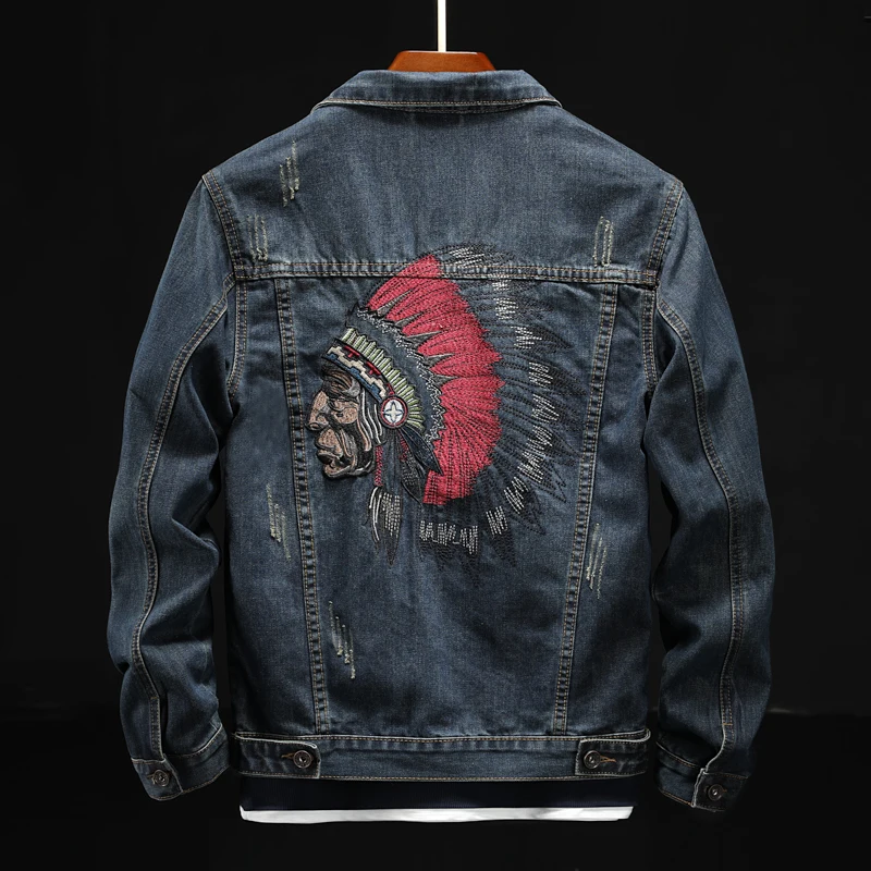 
2020 trendy new custom jean striped jackets style all match casual blue jeans jackets hot sales custom men jackets 