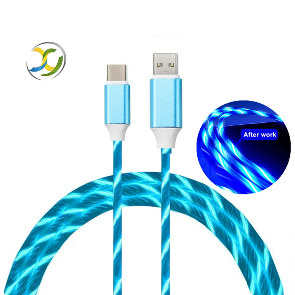 LED Flowing Cable USB C Smart OEM Fast Charging Mobile Phone Data Charging Cable