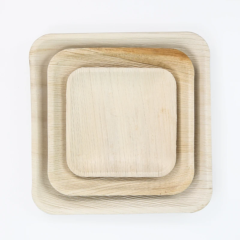 Eco disposable compostable 7 10 12 inch areca palm leaf food plates