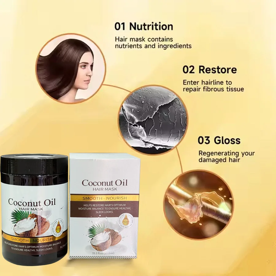 OEM/ODM Natural coconut oil essence hair mask Nourishing and moisturizing care Deep treatment for hair damage Keratin hair mask