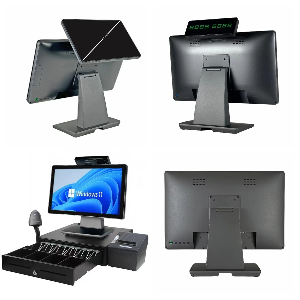 15.6 Inch Dual Screen Cash Register Machine Windows/Android All In One Pos Terminal System For Retail Shop/Restaurant