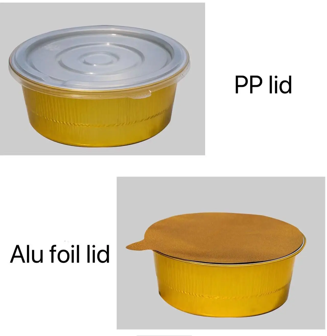 Golden Aluminum Foil Fast Food Box Round shape Disposable Aluminum Foil Container