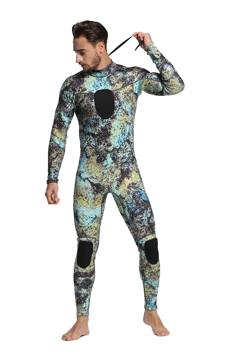 Adult 2PCS Sets Long Neoprene Diving Suit 3/5/7mm Camouflage Wet Suit Diving Open Cell Spearfishing wetsuit with Hood