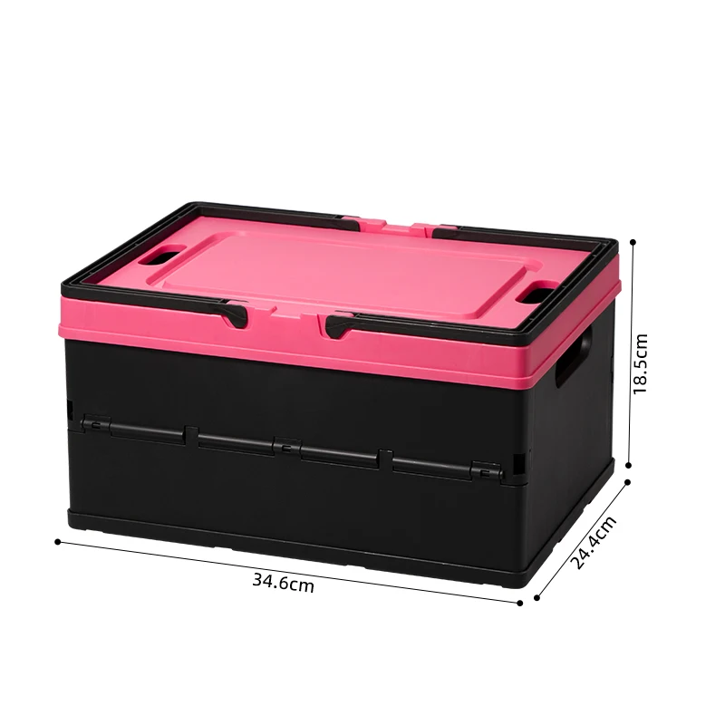 Shunxing New Style Black Pink Color Plastic Folding Storage Box Family Oudoors Picnic Basket Collapsible with Handle and Lid