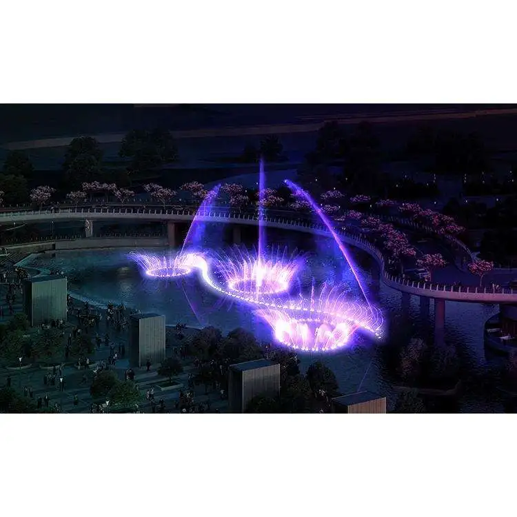 China Supplier Lake Floating Sphere Dancing Water Fountain With 3d Hologram Water Screen for Projection