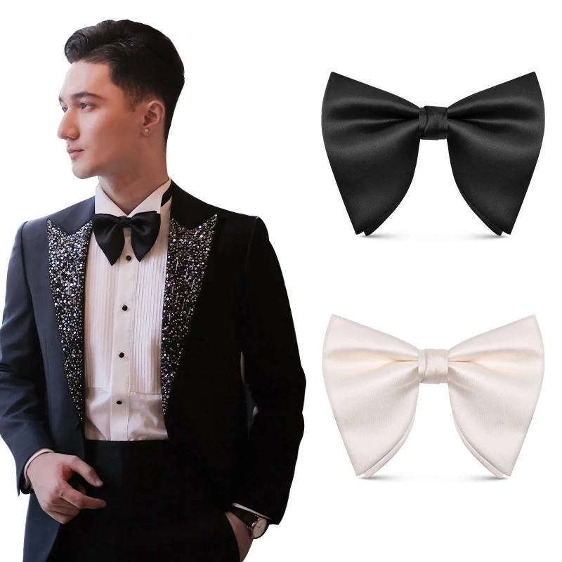 Tuxedo Suit Accessories Large Size Adjustable Straps Pre-tied Black and White Color Bow Tie for Father and Son